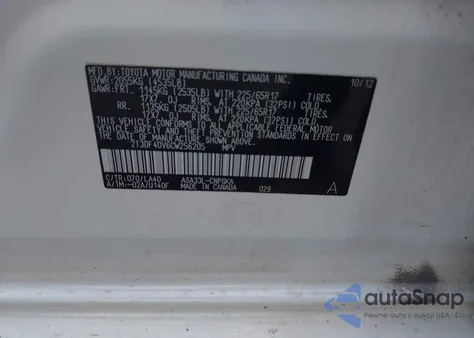 2012 Toyota Rav4 Limited из США, поврежденный, VIN 2T3DF4DV6CW256205